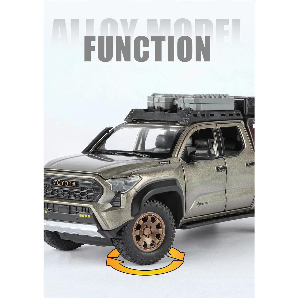 Reiseversion 1/24 TOYOTA Tacoma Legierung Pickup Automodell Diecast Metall Geländefahrzeuge Automodell Ton und Licht Kinderspielzeug Geschenk