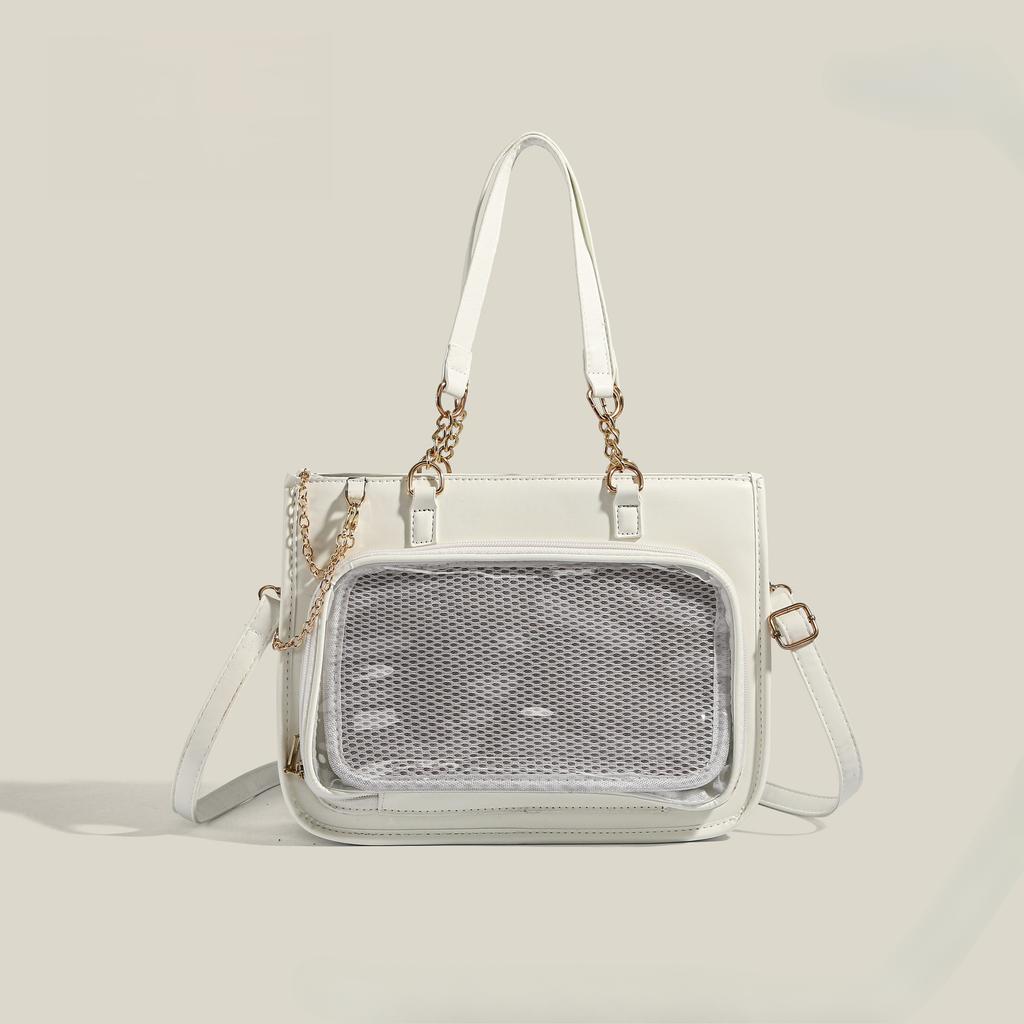 Pain Bag Crossbody Fashionable Small Food Handbag Shoulder Bag Black Junior and Senior High School Students Commuting Transparent Bar Bag