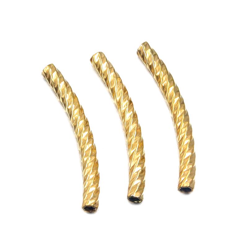 18K Gold Plated Stainless Steel Embossed Colorfast Faceted Tube Beads for DIY Jewelry