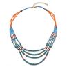 Turquoise & Orange Multi Layered Beaded Necklace Vibrant Color Tribal Bib Necklace  Women