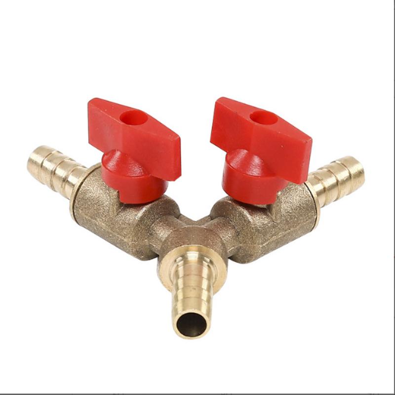 Brass Y 3 Way Shut Off Ball Valve with 8mm 10mm Hose Barb Connector for Water Air Control System Leakproof Design