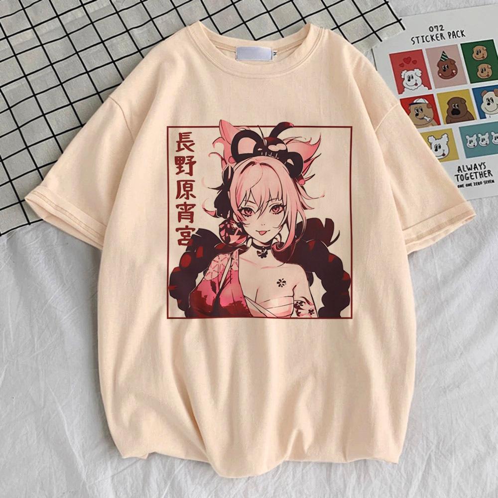 Genshin Impact t shirt female streetwear anime Graphic kawaii Psychedelic shirt University Pop Culture Psychedelic Punk Pastel