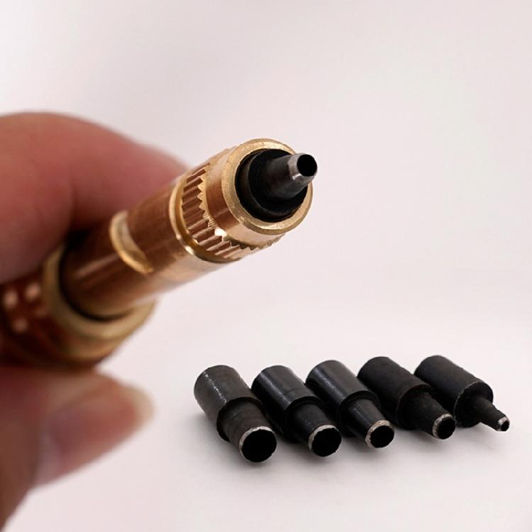 Läderhålslagare Praktisk Skruvhålslagare Pappershålslagare 6 Spetsar Storlekar 1.5mm-4mm Automatisk Hålslagare