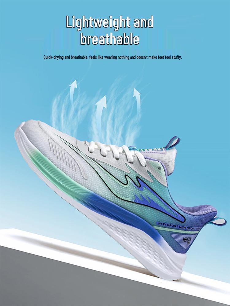 Unisex Casual Ice Silk Mesh Sneakers - Youth Shock Absorption Racing Trendy Shoes