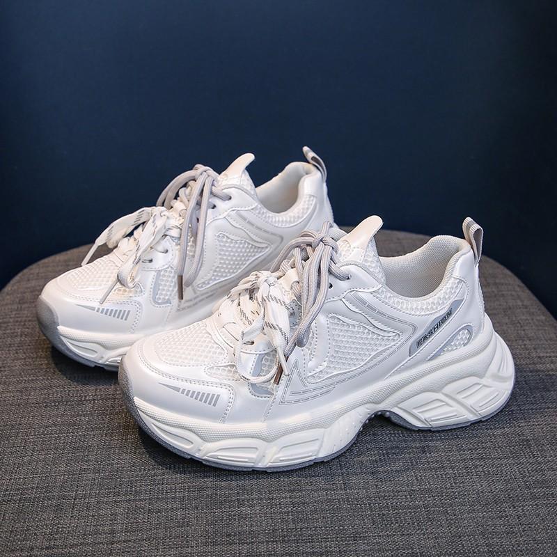 Fashion Casual Sneakers for Women Thick Sole Breathable Mesh Tennis Ladies Running Shoes Fashion Wedge Sneakers Sports Trainers