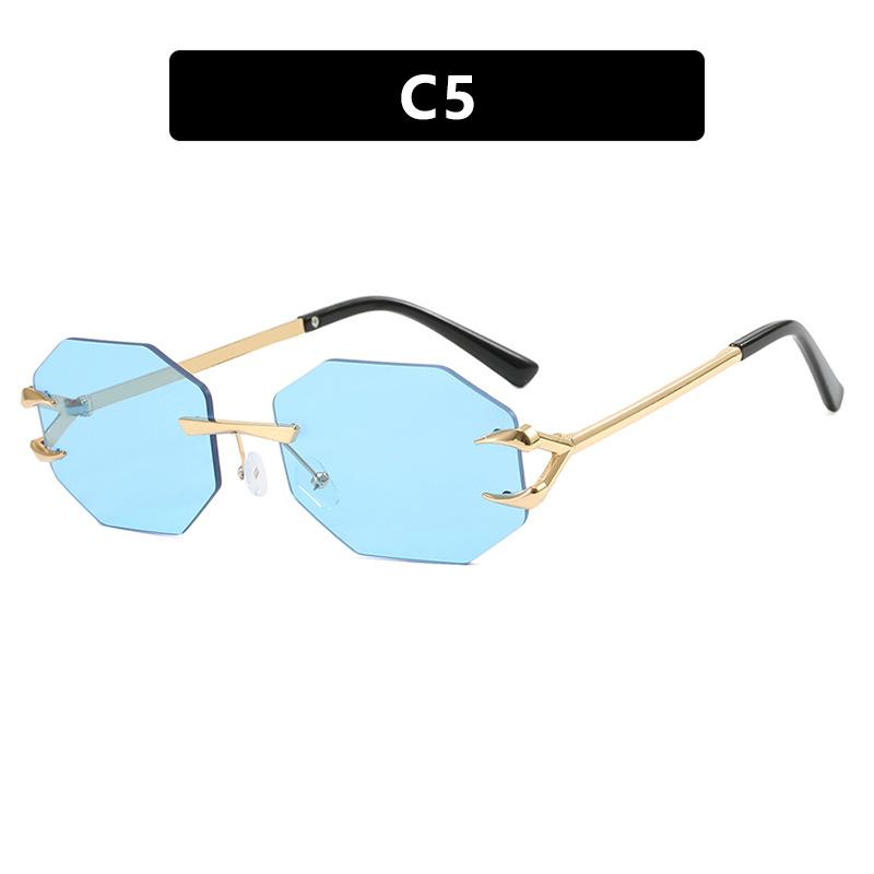 New Women Sunglasses Fun Octagonal Trend Personalized Shades Fashion Retro Frameless Versatile Sunshade Sun Glasses