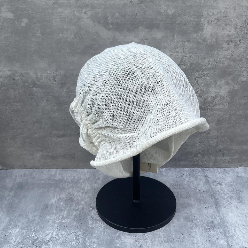 Designer large version linen stacking hat women's summer light and breathable versatile knitted pullover hat showing a small cold hat