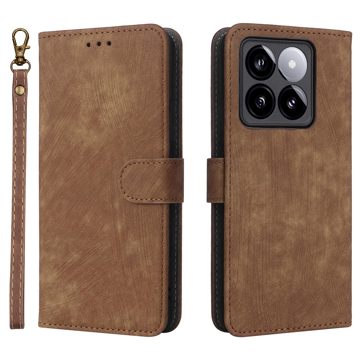 

For Xiaomi 14T Wallet Case RFID Blocking PU Leather Cover Stand View Brown
