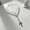 Gothic Dark Layered Cross Pendant Necklace for Women - Exaggerated Niche Design