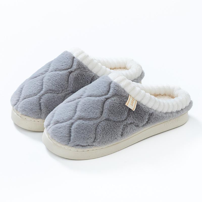 Home Thermal Cotton Slippers Winter Thick Bottom Soft Bottom Non-slip Indoor Silent Home Couple Plush Slippers