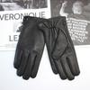 New Men's Deerskin Driving Gloves Leather Corrugated Winter Thickening Warm Imitation Rabbit Fur Lining Straight Gloves Autumn