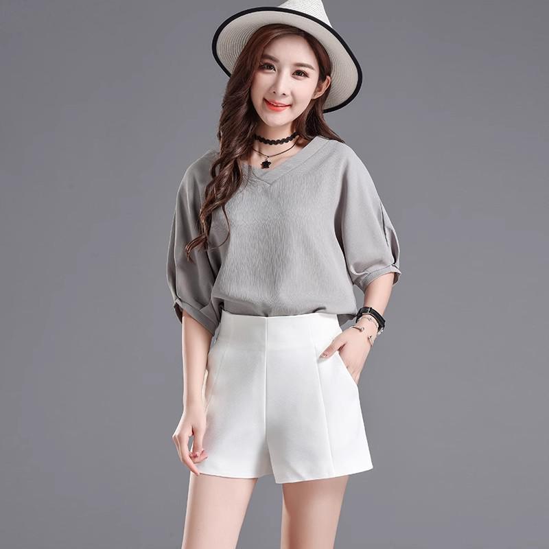 

Women s Black High Waist A-Line Shorts - Spring/Summer 2024, Loose Fit, Plus Size Slimming, Versatile Wide Leg XL белый