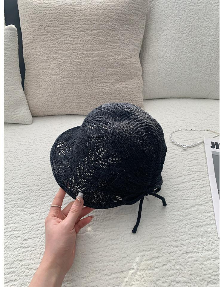Spring And Summer Korean Hollow Knitted Heap Hat Women'S Fashion Show Face Small Sunshade Bucket Hat Travel Versatile
