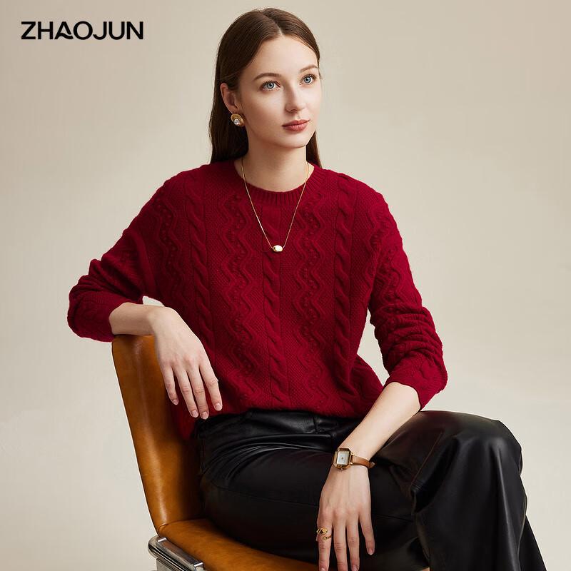 Zhaojun Women s Cable Knit Thick Wool Sweater M