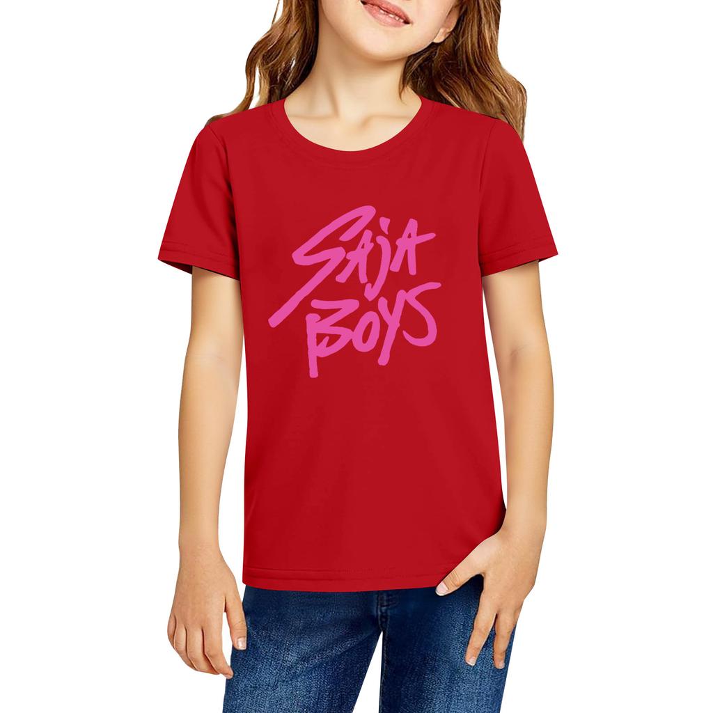 Fashionable Round Neck Short Sleeve Work Clothes Printed Tops For KID Summer Tops