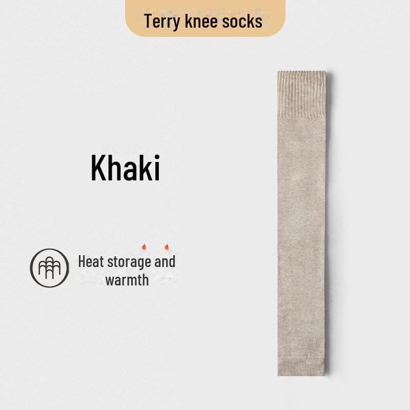 Women's Velvet Thick Knee Pads Long Leggings - Warm Terry High Tube Leggings