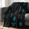 Bohemian Bull Skull Flannel Blanket Soft Throw Rug Tribal Geometric Art Print Cozy Bedding Gift Blanket for Home Decor