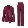 2025 Summer Women's Lapel Long-Sleeve Casual Two-Piece Suit: Solid Color Jacket & Straight Pants
