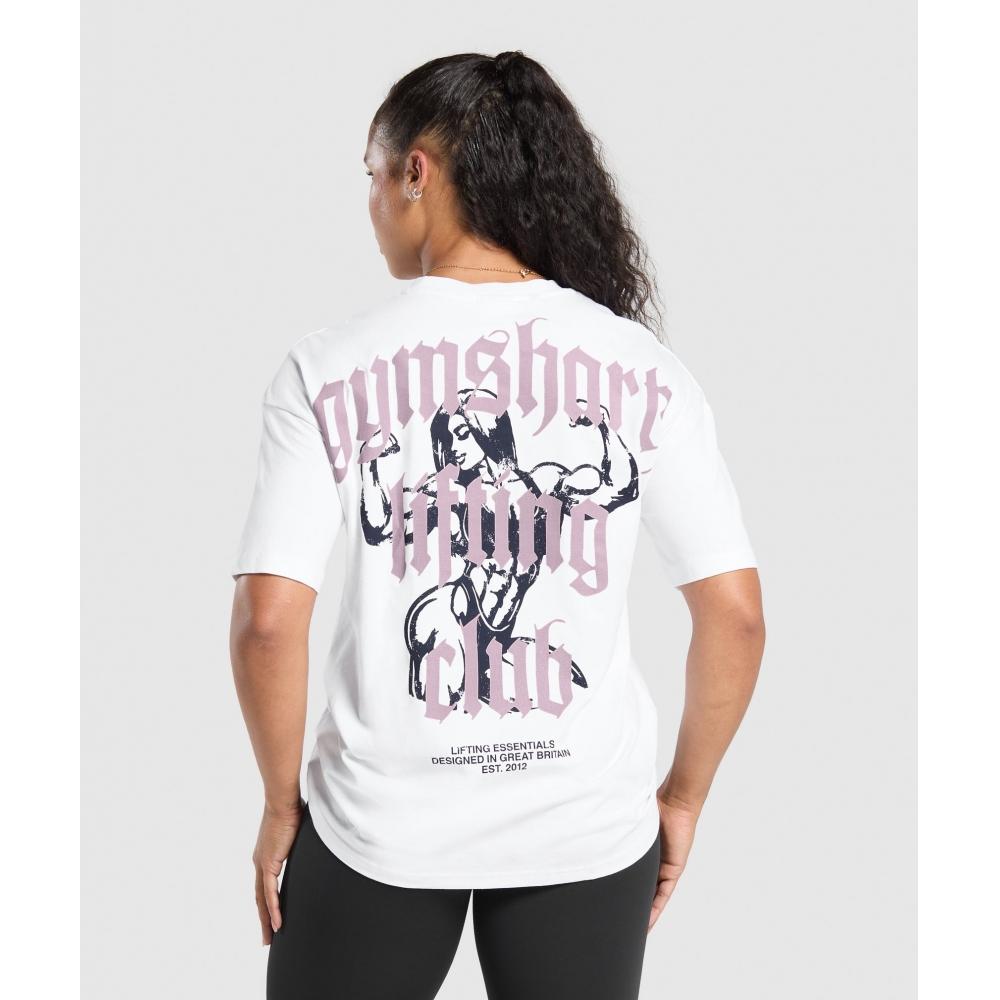 

Футболка Gymshark LifTing Club с рисунком белая B3c6i Wb57 XXL