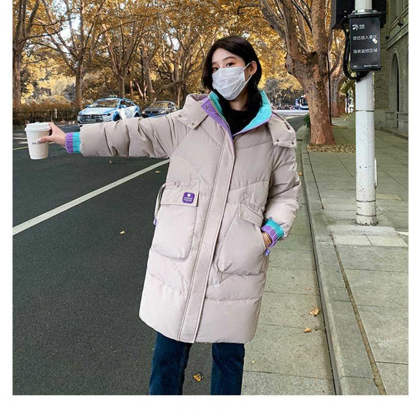Autumn And Winter Womens Jacket Midlength Hooded Jacket Loose Casual Student Thickened Windproof Warm Jacket