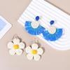 Exaggerated Handmade Retro Rattan Raffia Geometric Earrings Ethnic Style Summer Beach Women'S Tassel Earring