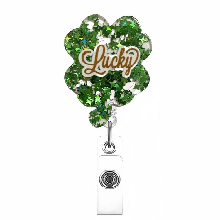 Patrick's Day Badge Holder Retractable Badge Reel with Metal Pocket Clip Doctor Nurse Badge Holder for Office