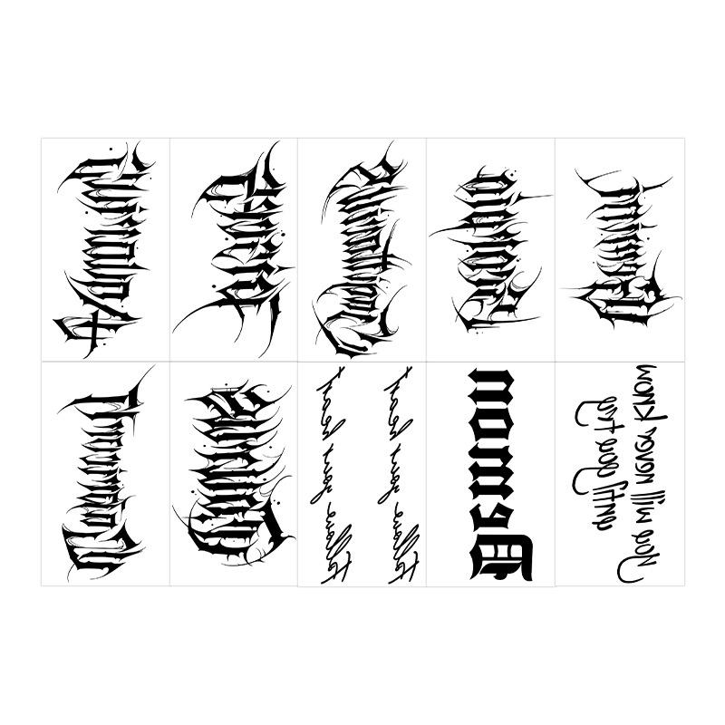 

Gothic Dark Pattern English Sentence Tattoo Sticker Men S Party Party Decoration Sticker 5*9CM