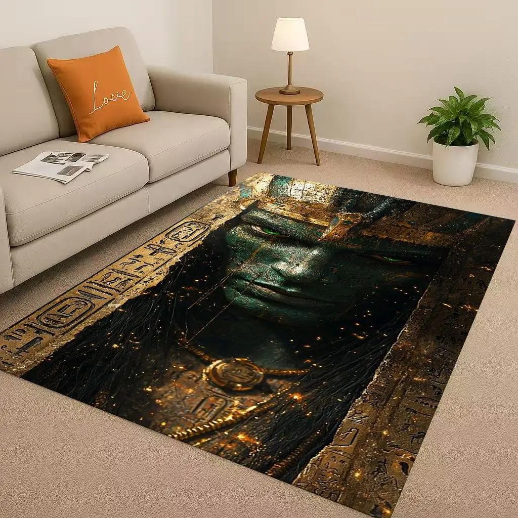 Retro Dead God Anubis Pharaoh Ancient Egypt Cartoon Living Room Non-Slip Area Rug Carpet For Bedroom Playroom Sofa,Home Doormat