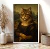 Cat With Pearl Earring Print Mona Lisa Cat Classic Art Cat Poster Renaissance Style Wall Art Parody Cat Canvas Painting Decor