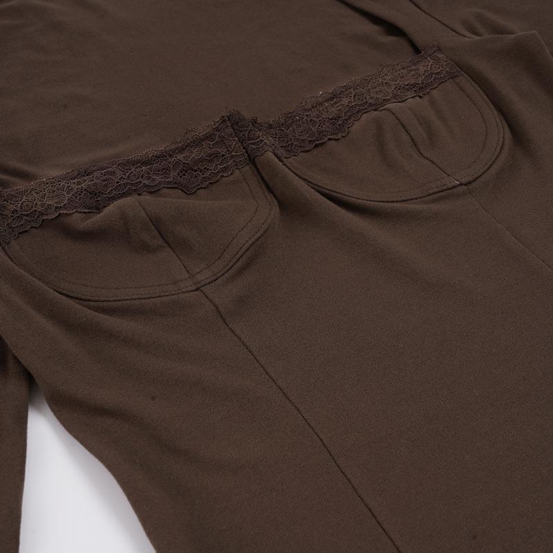 Lace Split Long Sleeve Slim Fit Mini Dress