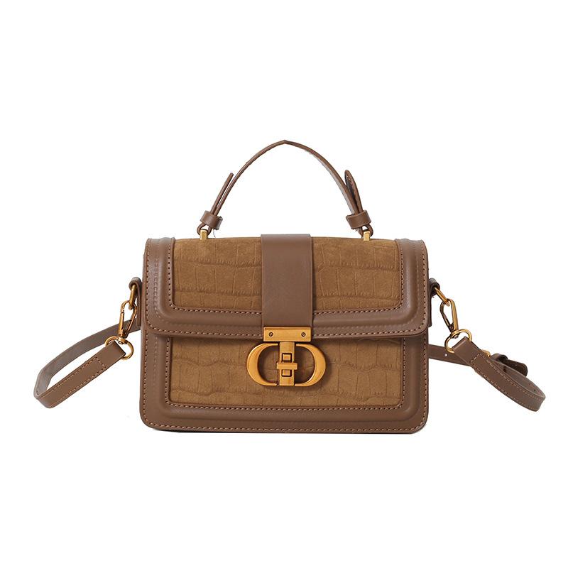

Today s popular new retro portable small square bag, high-end texture niche design, light luxury shoulder bag. коричневый