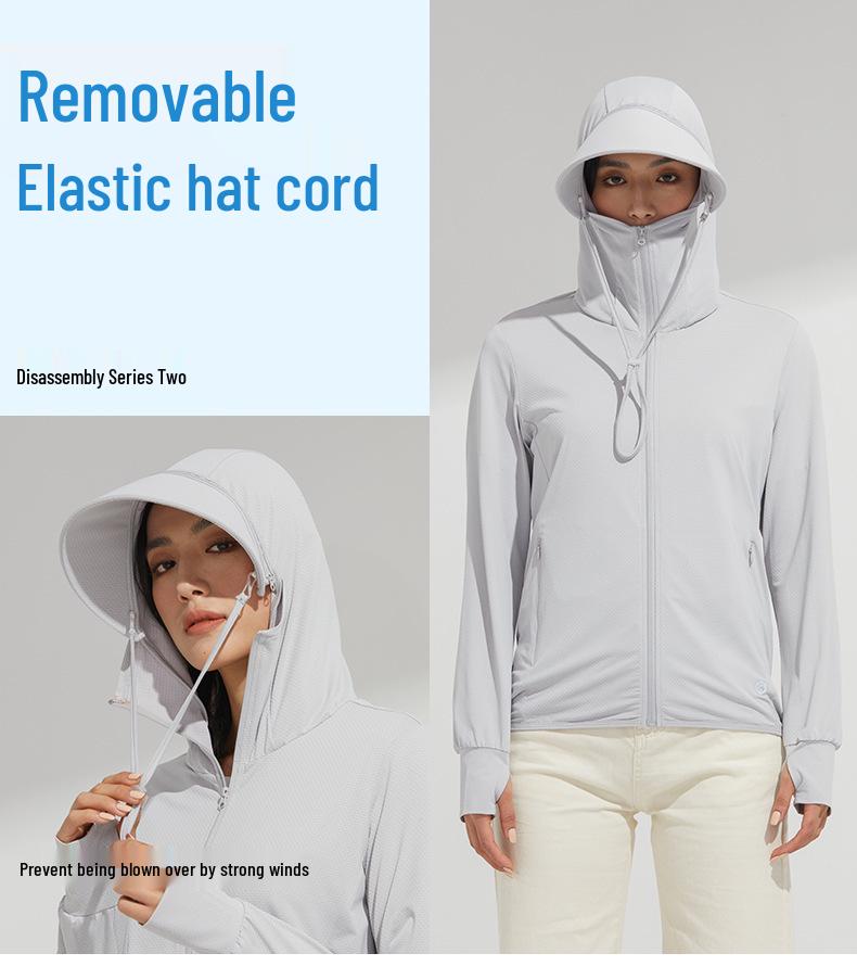 2025 Unisex Summer Ice Silk UV Protection Jacket with Detachable Brim - Quick-Drying, Breathable for Fishing