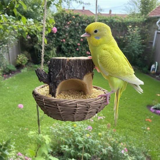 Wicker Resin Birdhouse Feeder: Outdoor Garden Decorative Ornament