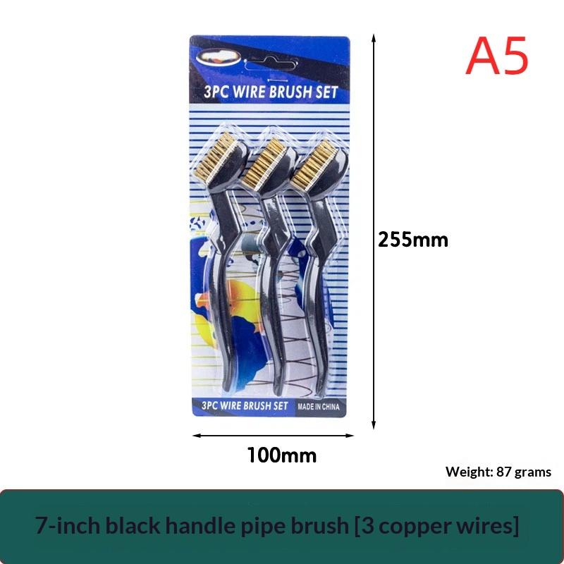 3Pcs Curved Handle Brush Kit Wire Brush Set For Cleaning Welding Slag And Rust Removal Industrial Scrubbing Brush