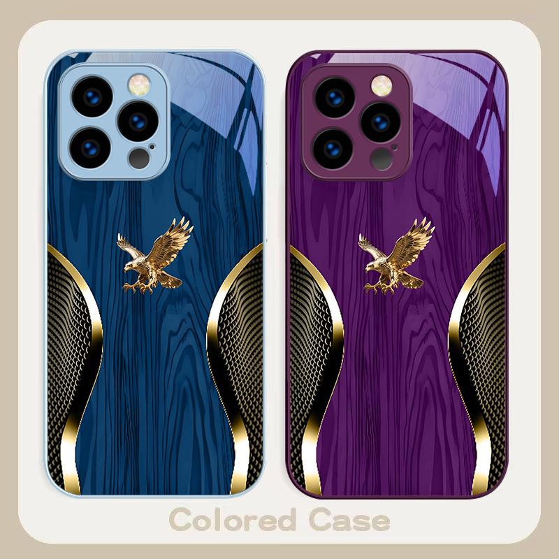 Noble Golden Eagle Ring For iPhone 17 Air 16 E 15 14 13 Plus 12 mini 17 Pro Max 11Pro XR Xs X 7 8 11 Tempered Glass Phone Case