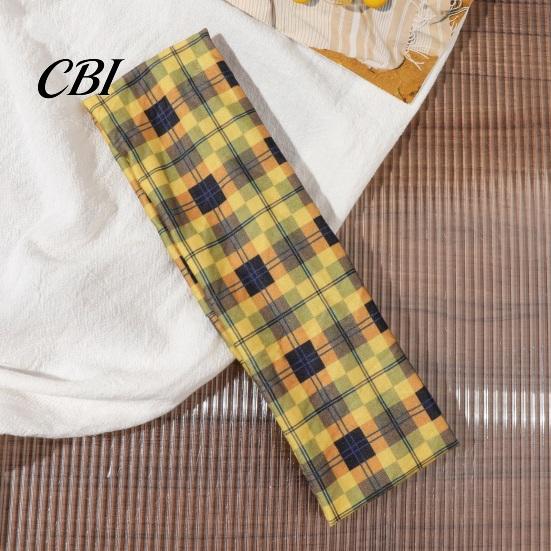 Exercise Sweat Wicking Band American Retro Style Headband, Plaid Print Stretchy Hair Band, Wide Fitness Headband Bundle Design Hot Girl Casual