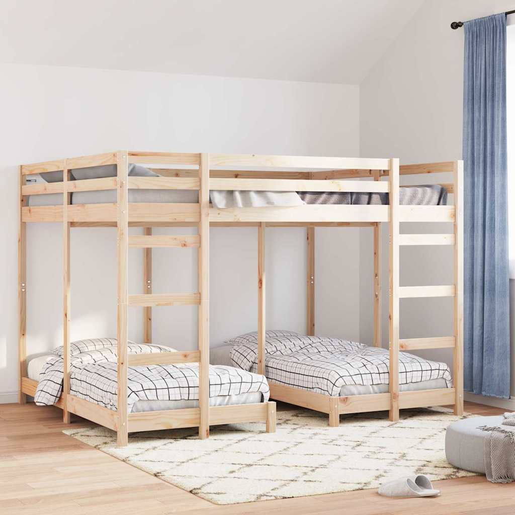 Triple Deck Bunk Bed Frame Brown