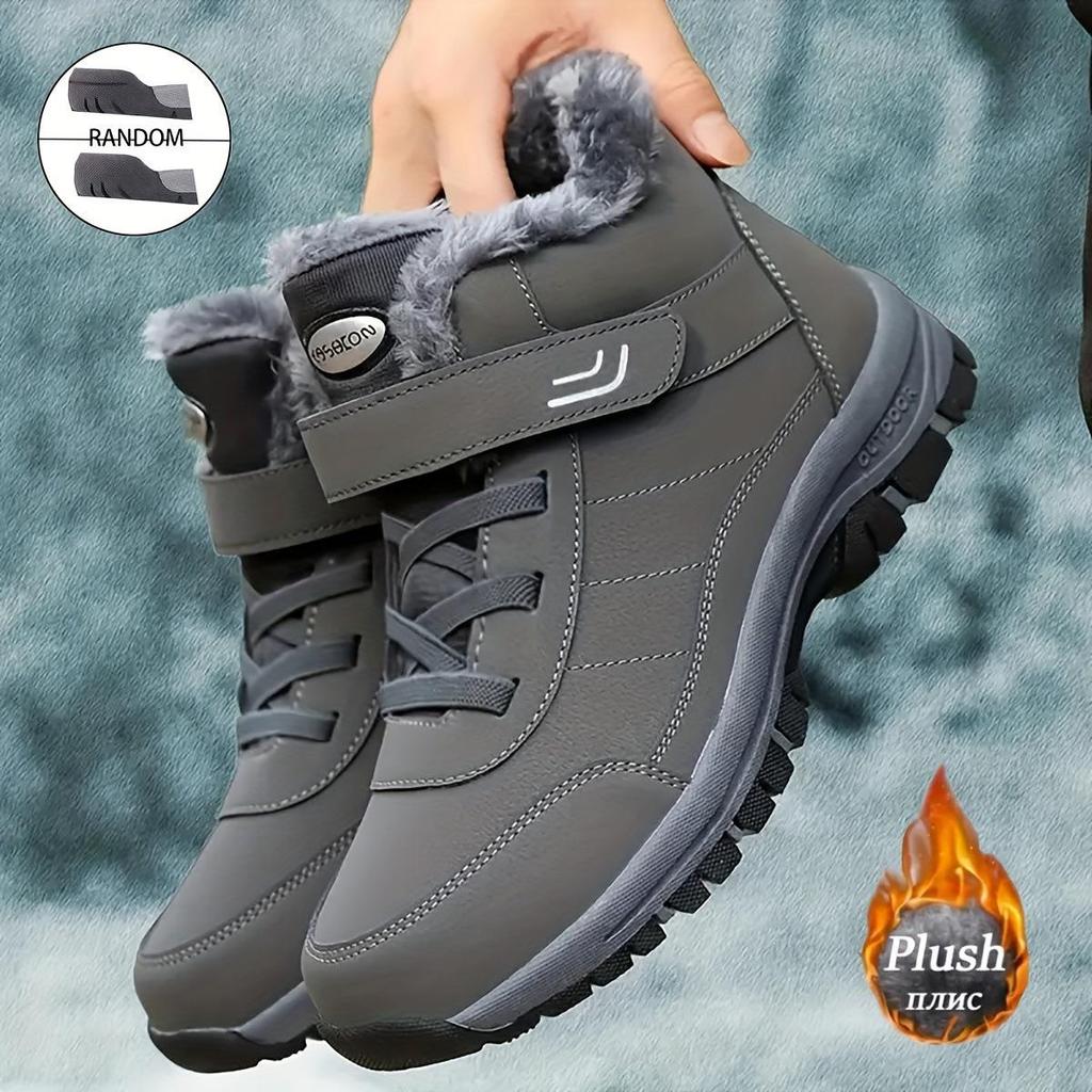 Women's Waterproof Plush Snow Boots - Non-Slip, Wide Fit with Velcro