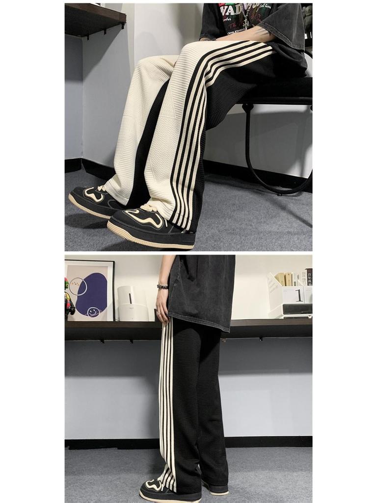 Men's Striped Casual Wide-Leg Pants: Korean Style Summer Trousers for Students and Trendsetters