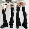 Y2K Harajuku Leg Stockings Black White Grey Gothic Lolita Over Knee High Sock Lolita Over Knee Leg Cuffs Punk Lolita Flared Sock