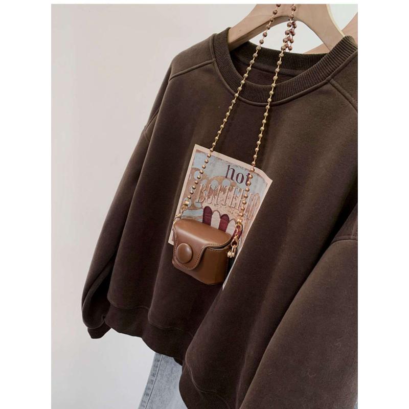 Módní mikina bez kapuce s novým kulatým výstřihem, dámský top z dětsky měkkého materiálu