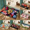 Simulierte Stickerei Floral Fußmatte Flannel Eingangsfoyer Rutschfest und Schmutzabweisend Fußmatte Retro Heimdekoration Teppiche