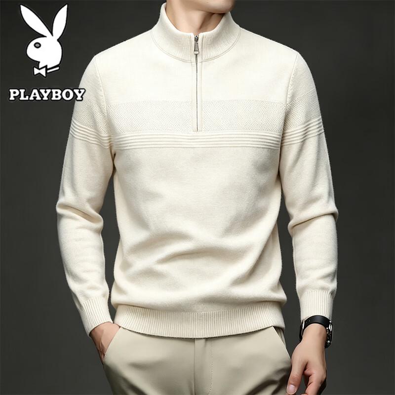 PLAYBOY Men's Half-Zip Stand Collar Knit Sweater