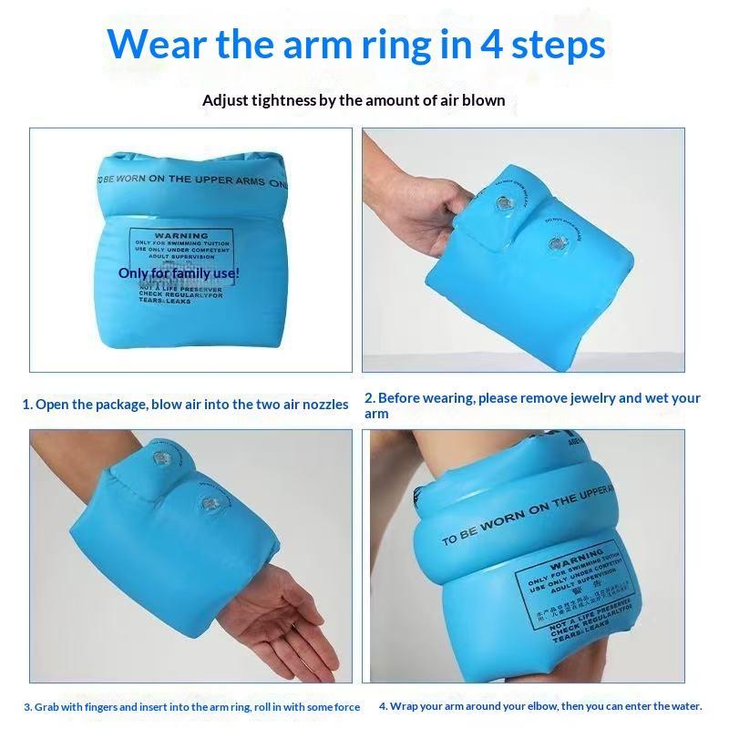 2PCS Portable Swimming Training Arm Bands Eco-Friendly Inflatable Float Armbands for Pool Kids Beginners