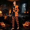 Family Matching Halloween Pajama Set - Long Sleeve Top and Long Pants with Round Neck for Women and Kids