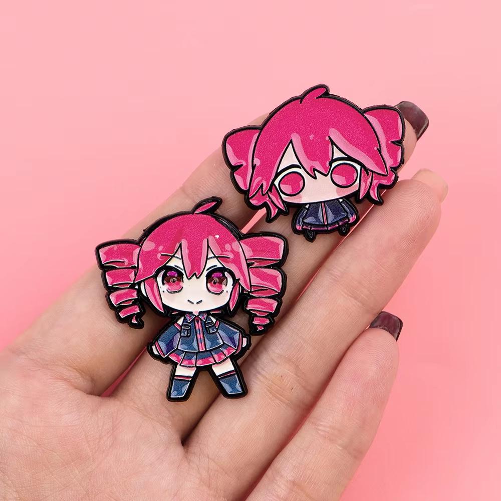 Kasane Teto Chibi Enamel Pins Anime Character Brooch Pink Haired Utau Girl Lapel Badges Cute Vocaloid-Inspired Accessories