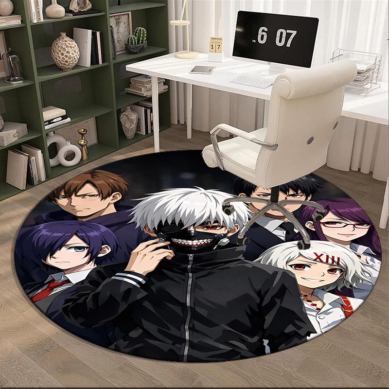 Tokyo Ghoul Masked Mystery Round Rug for Livingroom,Bedroom, Palyroom, Chair Rug, Area Rug, Circle Carpet, Fan Christmas Gift