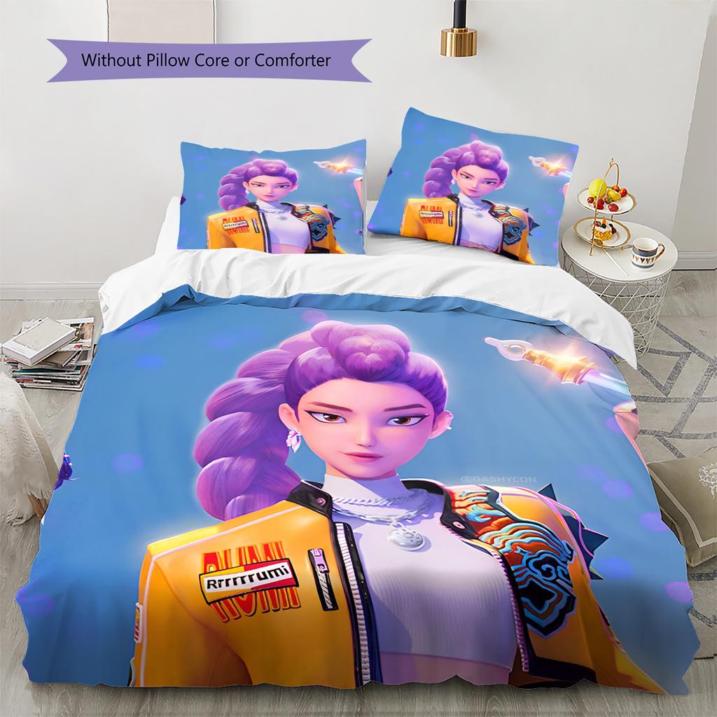 Anime-Muster Bettwäsche Steppbettdecke Set Bettbezug Kissenbezug Heimdekoration Geburtstagsgeschenk (1 Bettbezug + 2 Kissenbezüge, ohne Füllung)