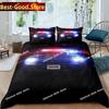 Copripiumino King Queen Auto della Polizia Set Biancheria da Letto Auto Cartone Animato Bambini Ragazzi Blu Grigio Veicoli di Emergenza Copripiumino in Poliestere