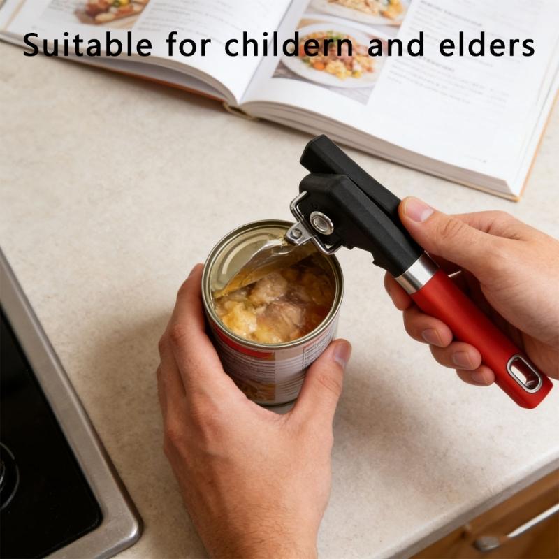 Stainless Steel Multi Purpose Can Opener For Kitchen Home Use Ergonomic Nonslip Handle Bottle Lid Remover